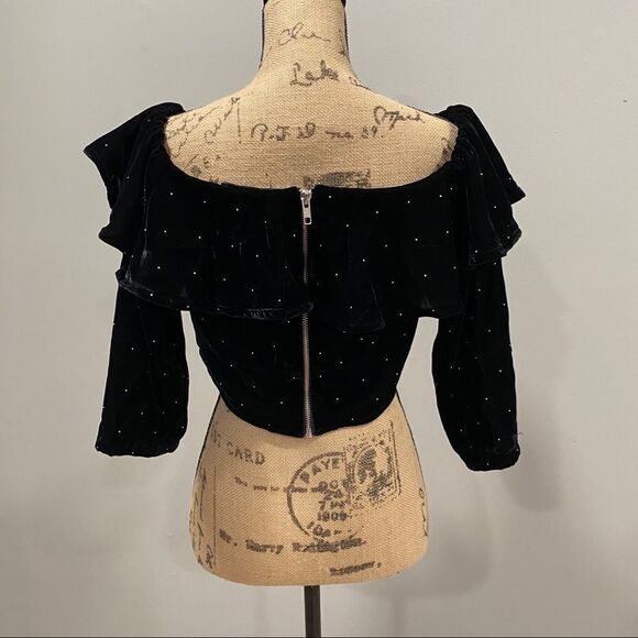 NWT Topshop Velvet Shirt Cocktail Party Event Evening medium off shoulder - Picture 8 of 12